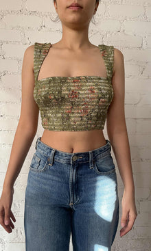 Hemant And Nandita | Inv Viscose Georgette Floral Lurex Top | Green