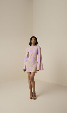 Hemant And Nandita | Jiah Heavy Crepe Short Dress | Lilac