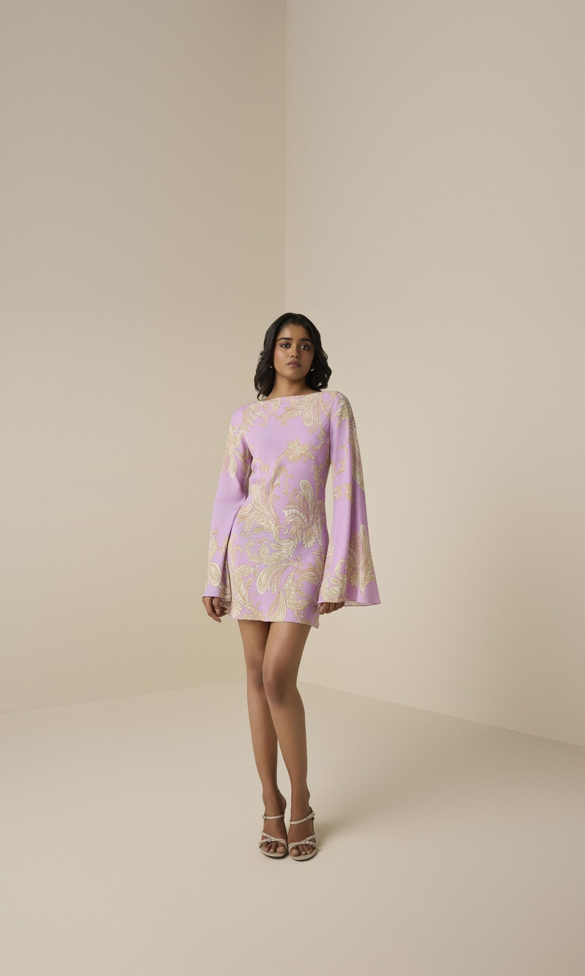 Hemant And Nandita | Jiah Heavy Crepe Short Dress | Lilac