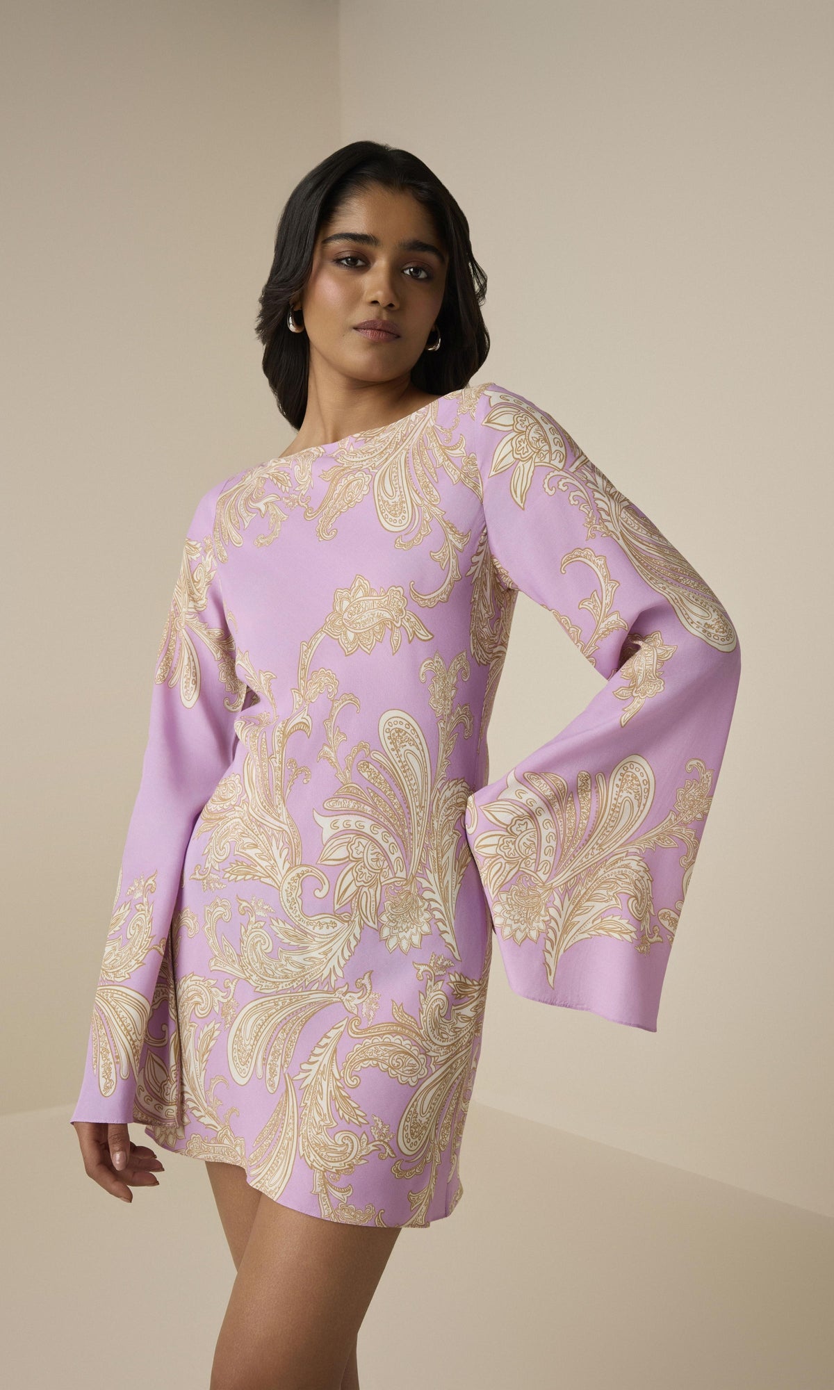 Hemant And Nandita | Jiah Heavy Crepe Short Dress | Lilac