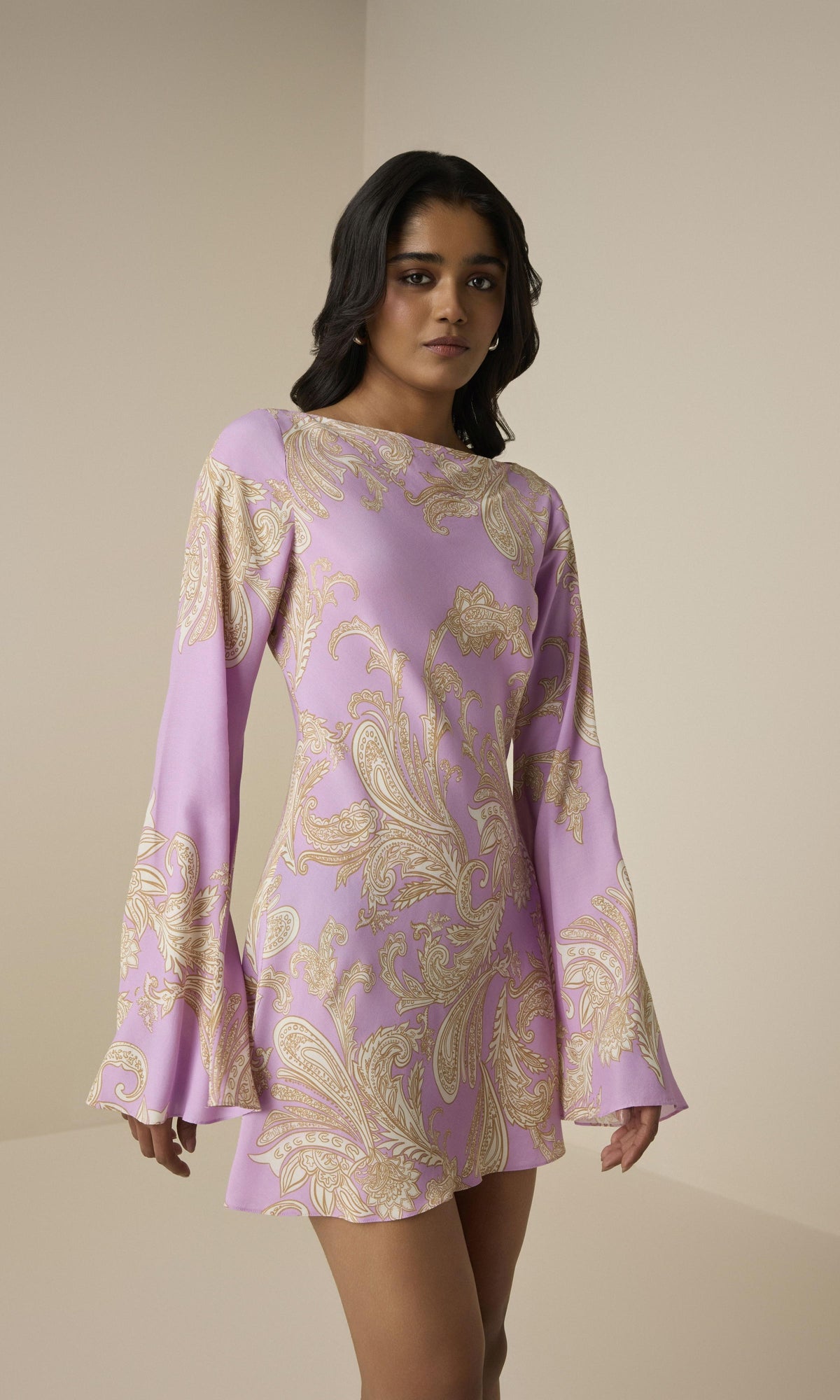 Hemant And Nandita | Jiah Heavy Crepe Short Dress | Lilac