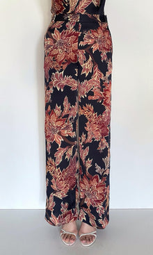 Hemant And Nandita | Johi Viscose Satin Straight Pants | Black Floral Print
