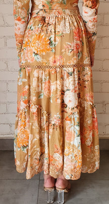 Hemant & Nandita | Jolie Floral Long Skirt | Peach