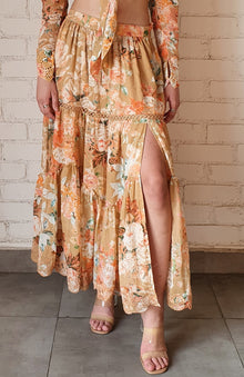 Hemant & Nandita | Jolie Floral Long Skirt | Peach