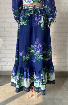 Hemant & Nandita | Keva Long Skirt | Green/Blue