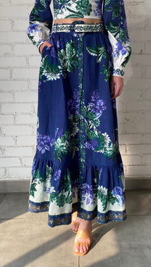 Hemant & Nandita | Keva Long Skirt | Green/Blue