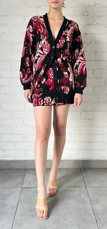 Hemant & Nandita | Aafa Mini Skirt | Black/Burgandy
