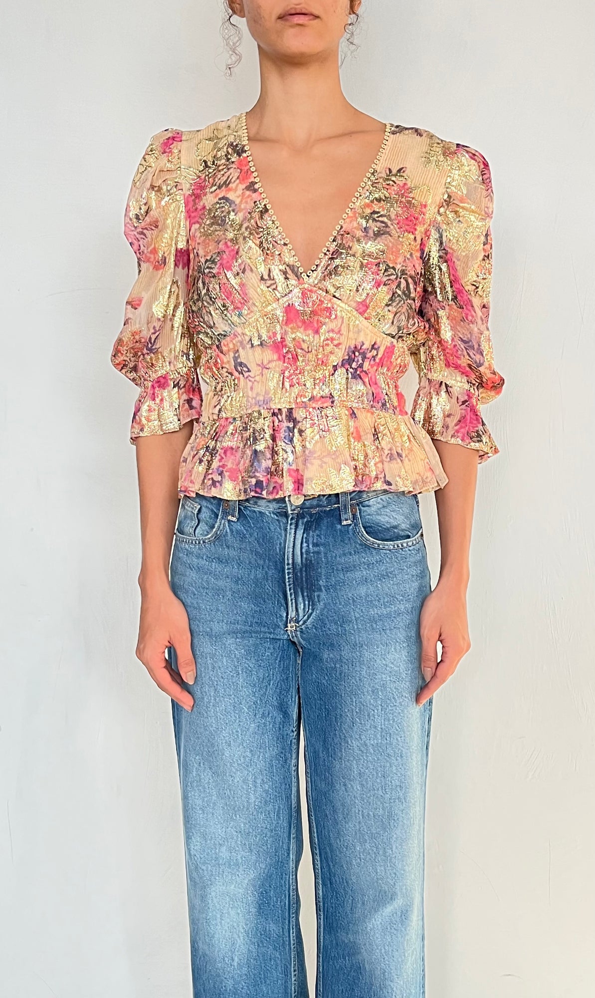 Hemant & Nandita | Leah Peplum Top | Multicolor