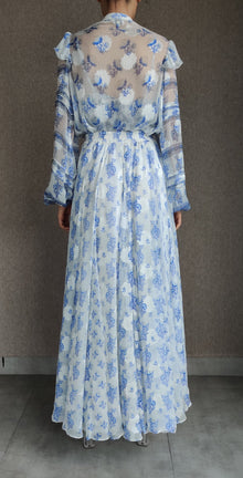 Hemant & Nandita | Mala Long Skirt | Cobalt Blue/White