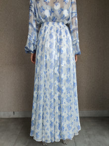 Hemant & Nandita | Mala Long Skirt | Cobalt Blue/White
