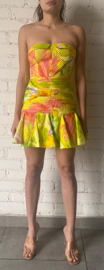 Hemant & Nandita | Mina Short Dress | Yellow Multi