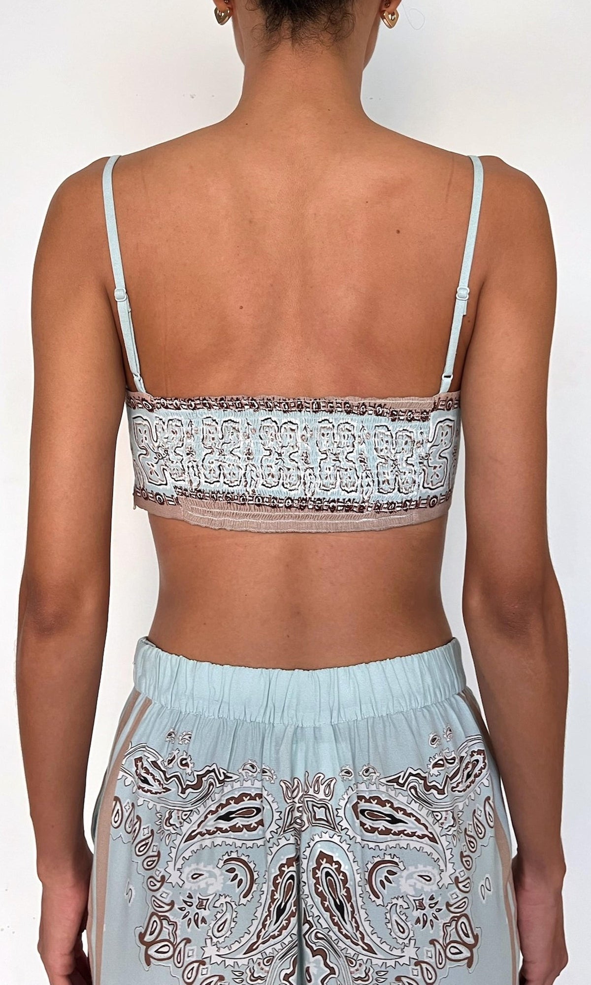 Hemant And Nandita | Navi Viscose Heavy Crepe Bralette | Blue Brown