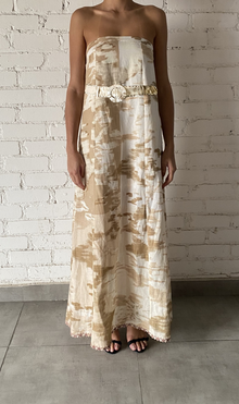 Hemant & Nandita | Nima Long Dress | Light Brown/White