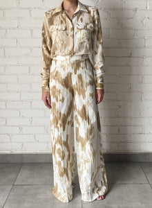 Hemant & Nandita | Nima Flared Pants | White/Rosewood