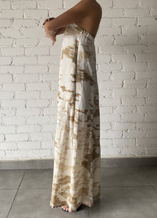 Hemant & Nandita | Nima Long Dress | Light Brown/White