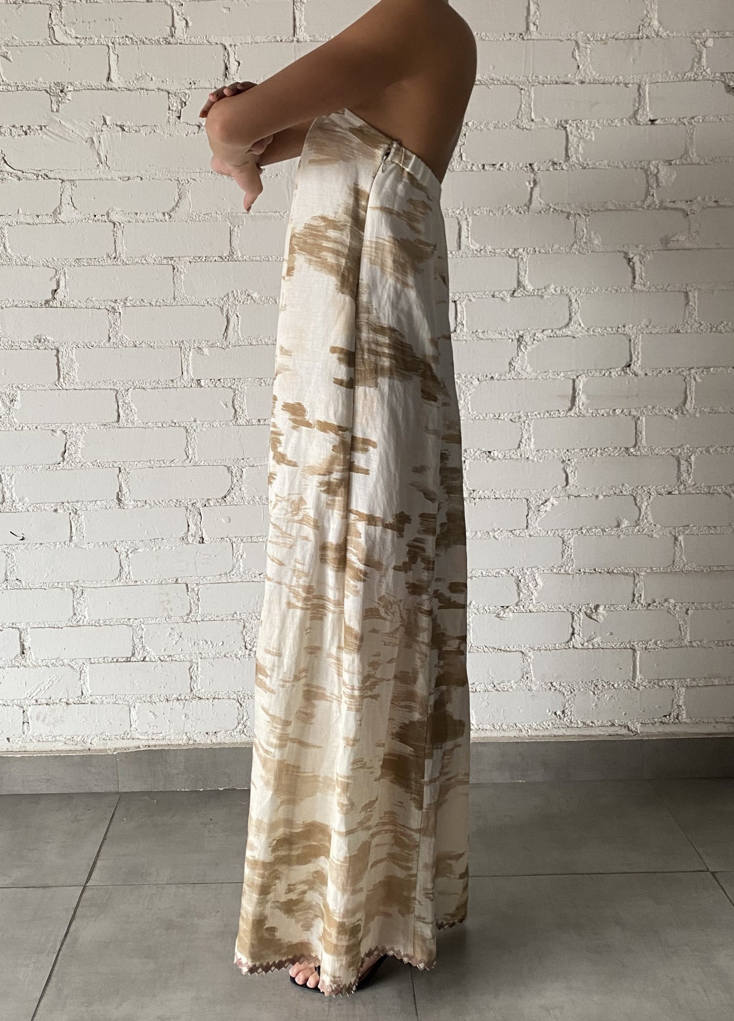 Hemant & Nandita | Nima Long Dress | Light Brown/White