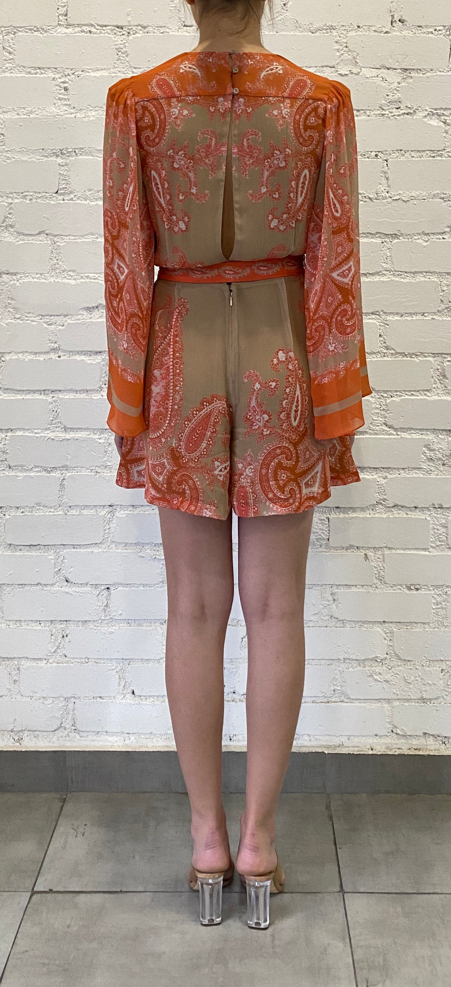 Hemant & Nandita | Omya Romper | Beige/Orange