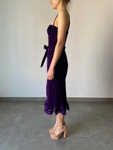 Hemant & Nandita | Reha Velvet Midi Dress | Purple