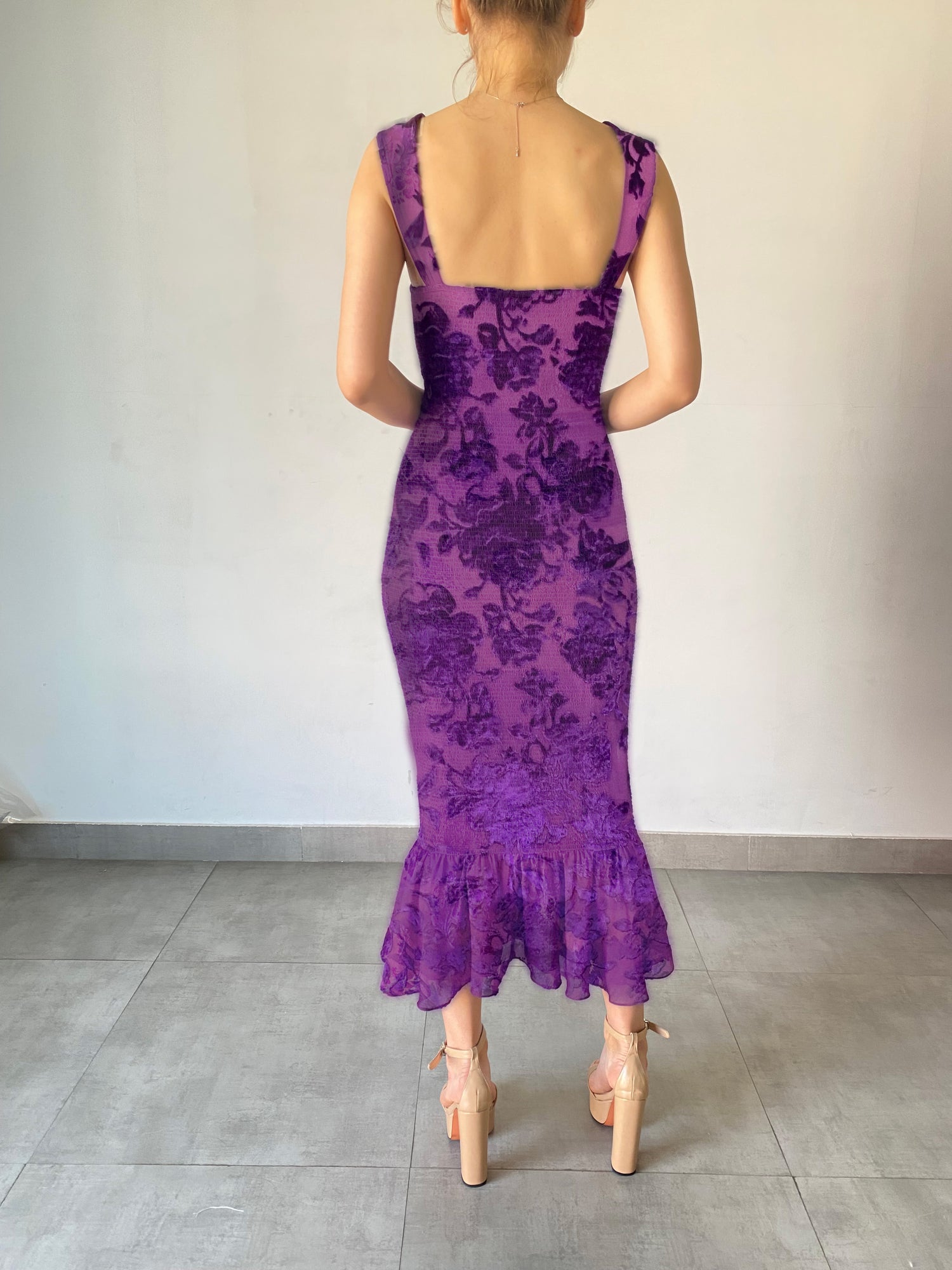 Hemant & Nandita | Reha Sweetheart-Neck Midi Dress | Purple