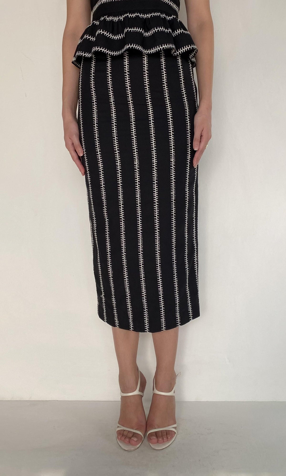 Womens | Rekh Organza Fitted Midi Skirt | Black