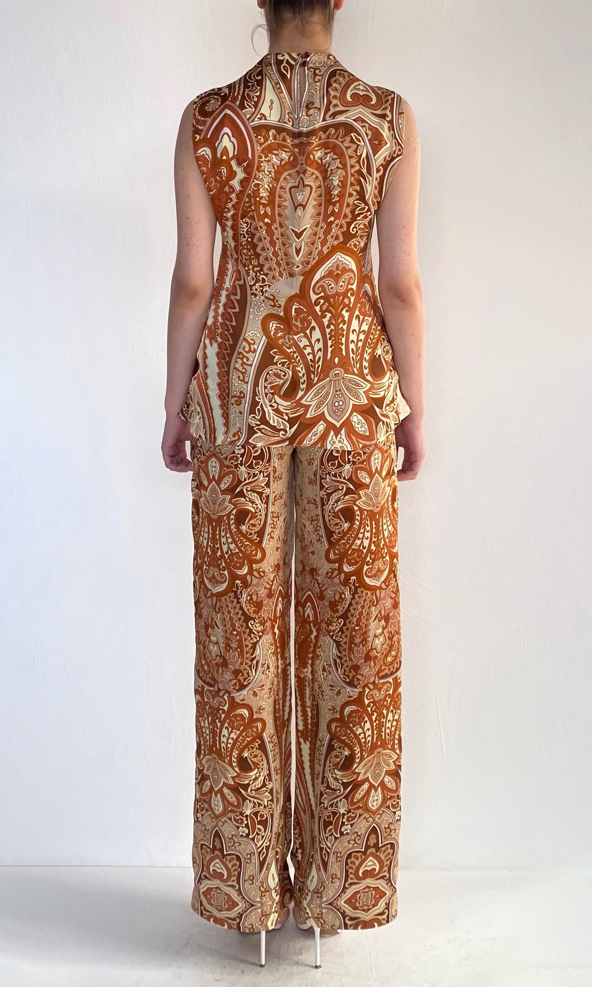Hemant And Nandita | Rida Viscose Satin Cowl Sleeveless Top | Multi