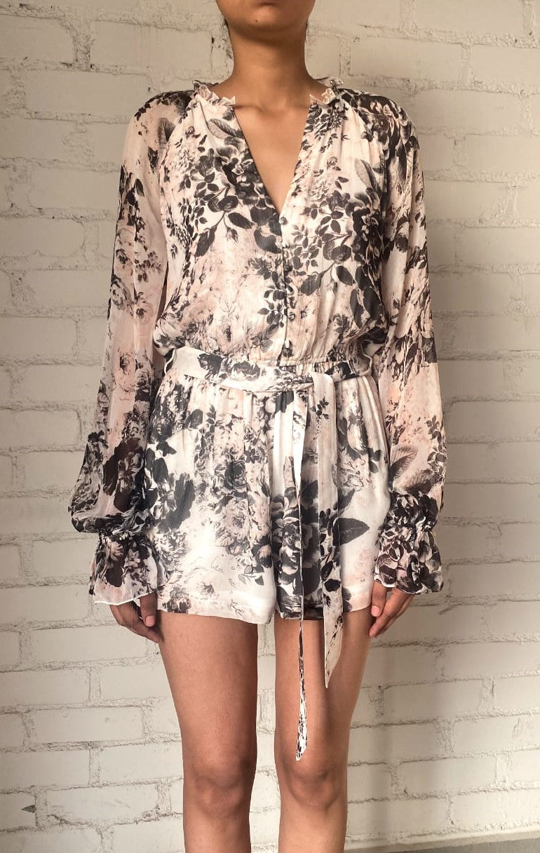 Hemant & Nandita | Roos Floral Romper | White/Black