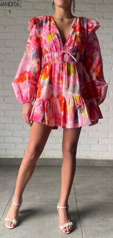 Hemant & Nandita | Rosa Short Dress | Pink