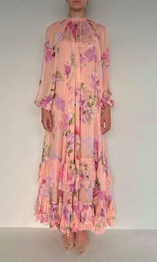 Womens | Ruba Viscose Flat Chiffon Maxi Dress | Pink