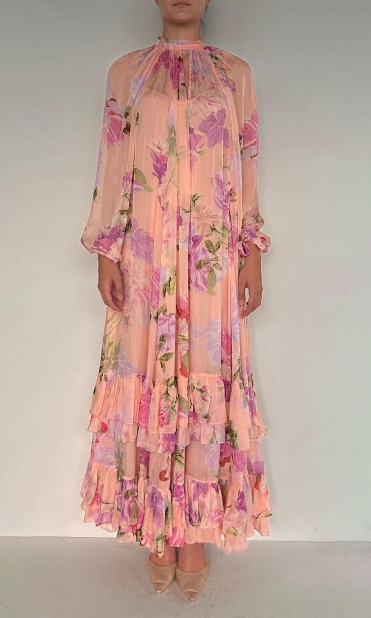 Womens | Ruba Viscose Flat Chiffon Maxi Dress | Pink