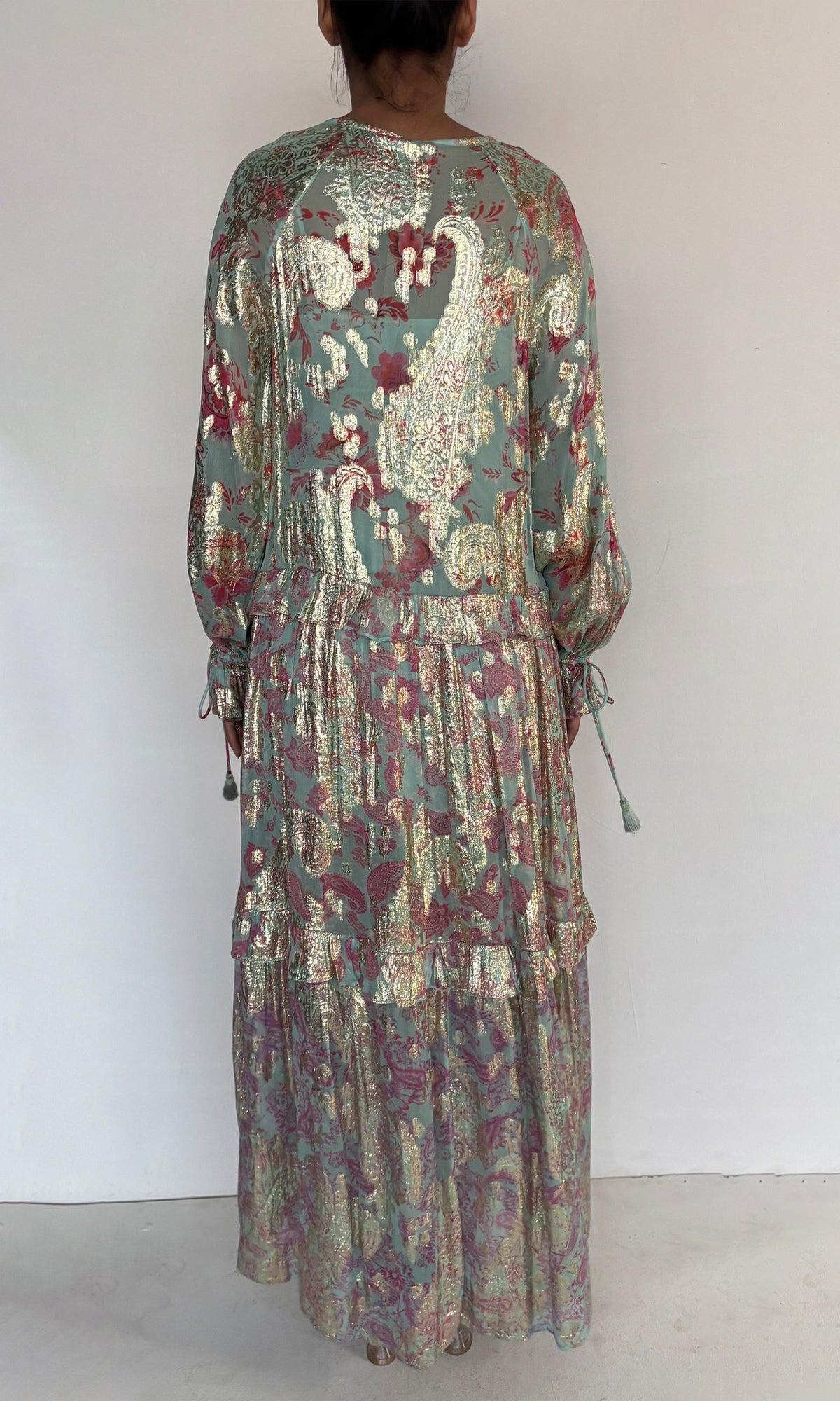 Hemant And Nandita | Sahar Viscose Georgette Floral Lurex Kaftan | Blue Multi