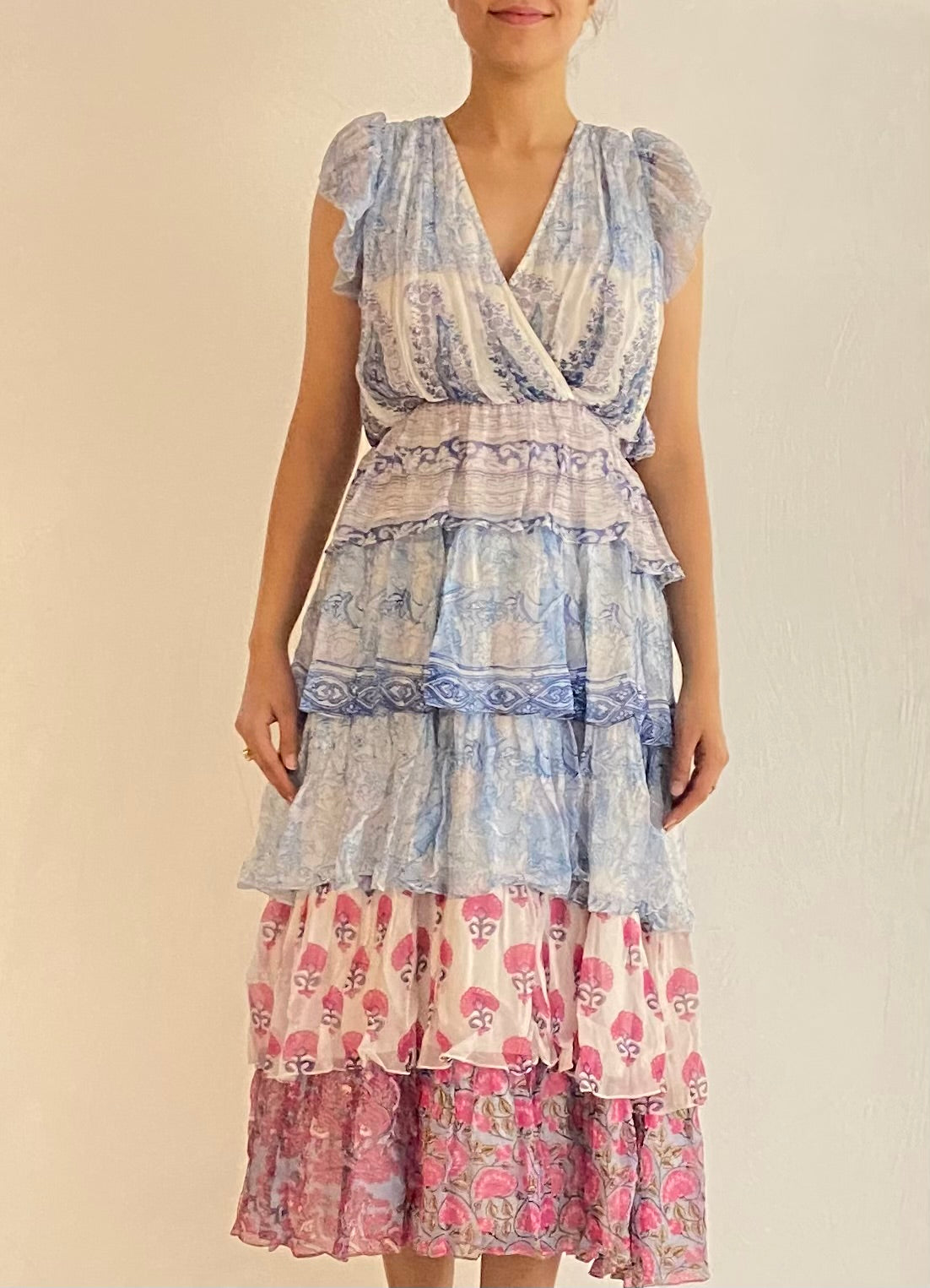Hemant & Nandita | SL Midi Dress | Blue