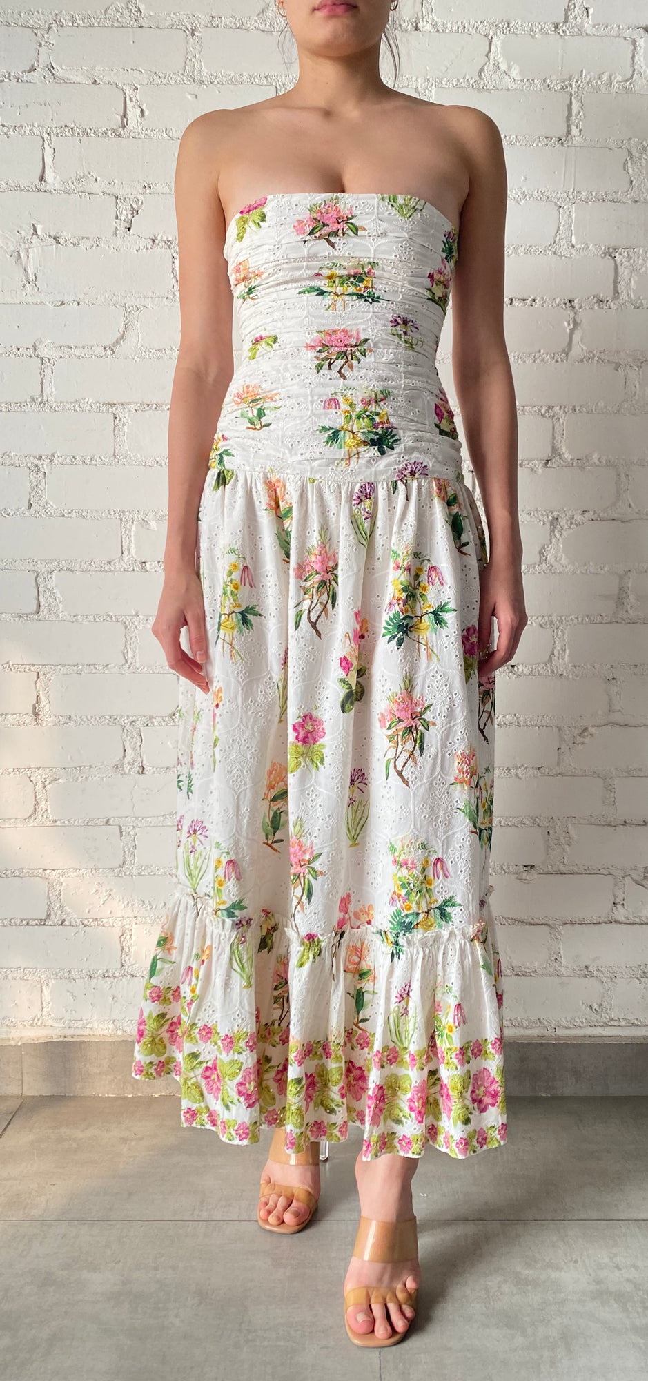 Hemant & Nandita | Taha Floral Long Dress | White