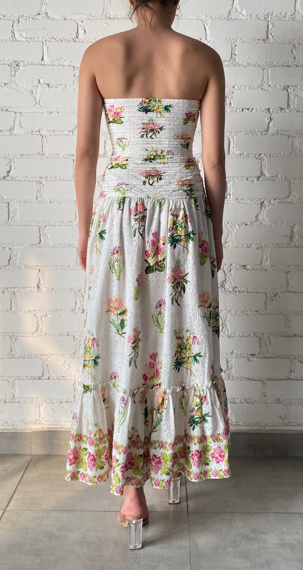 Hemant & Nandita | Taha Floral Long Dress | White