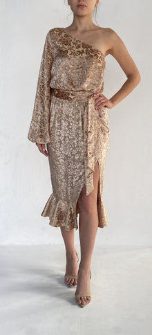 Hemant & Nandita | Tan Midi Dress | Golden