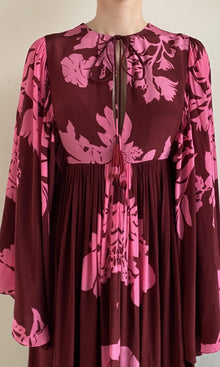 Womens | Tehr Viscose Crepe Maxi Kaftan | Black Magenta