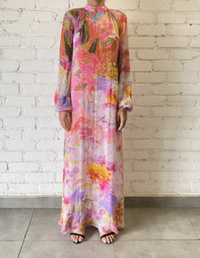 Hemant & Nandita | Tiva Round Closed-Neck Long Dress | Multicolor