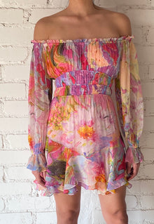 Hemant & Nandita | Tiva Off-Shoulder Short Dress | Multicolor