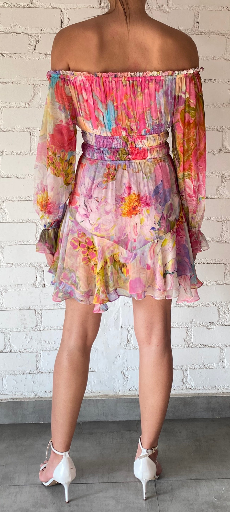 Hemant & Nandita | Tiva Off-Shoulder Short Dress | Multicolor