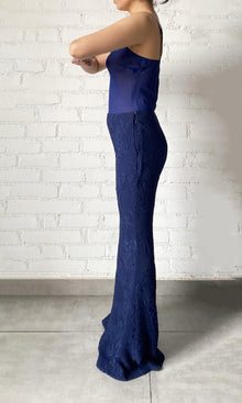 Womens | Tiya Viscose Georgette Jacquard Pants | Navy
