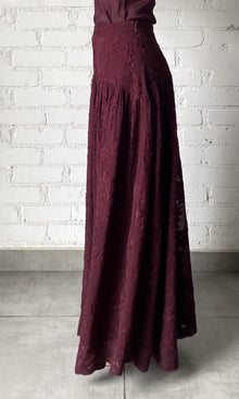 Hemant And Nandita | Tiya Viscose Georgette Jaqcuard Long Skirt | Burgundy