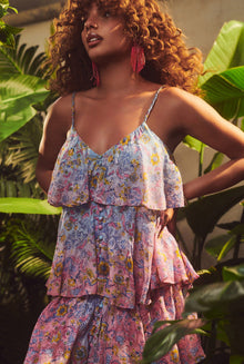 Hemant & Nandita | Vana Layered Short Dress | Blue/Pink