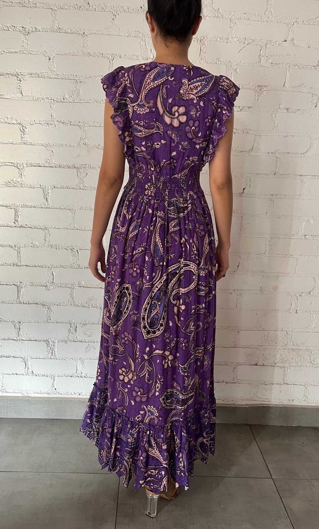 Hemant & Nandita | Viha V-Neck Long Dress | Purple