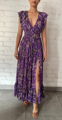 Hemant & Nandita | Viha V-Neck Long Dress | Purple
