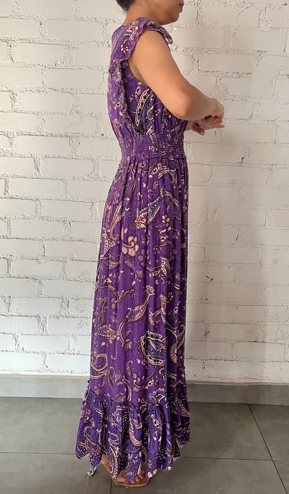 Hemant & Nandita | Viha V-Neck Long Dress | Purple