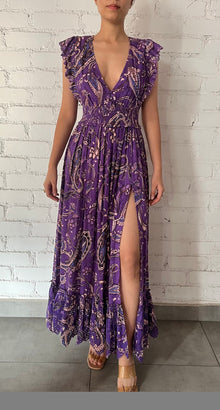 Hemant & Nandita | Viha V-Neck Long Dress | Purple