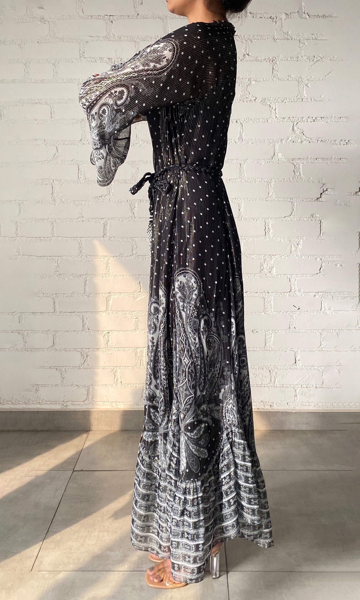Hemant And Nandita | Viri Cotton Long Dress | Black/White