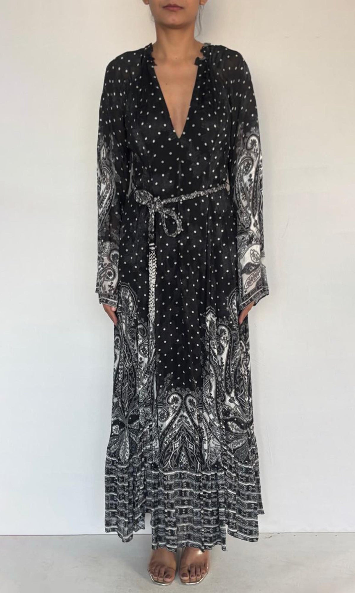 Hemant And Nandita | Viri Cotton Long Dress | Black/White