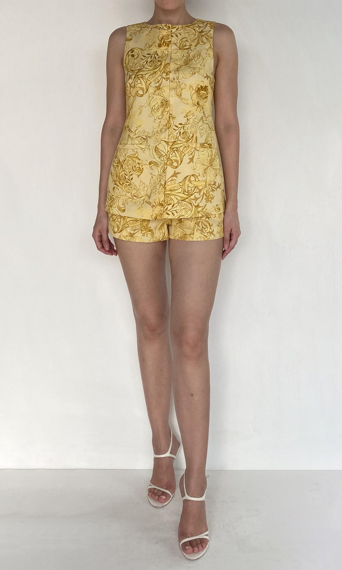 Hemant And Nandita | Zar Linen Cotton Front Open Waist Coat | Yellow