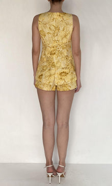 Hemant And Nandita | Zar Linen Cotton Front Open Waist Coat | Yellow