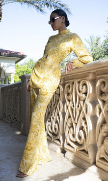 Hemant And Nandita | Zar Viscose Heavy Crepe Wide Leg Pants | Yellow